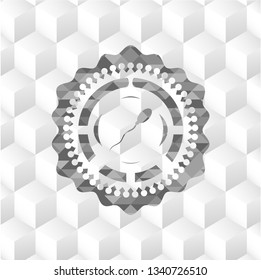 sperm icon inside realistic grey emblem with cube white background