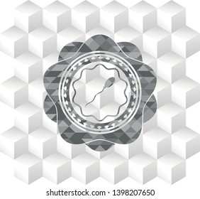 sperm icon inside realistic grey emblem with geometric cube white background
