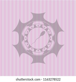 sperm icon inside realistic pink emblem