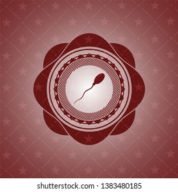 sperm icon inside realistic red emblem