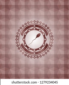 sperm icon inside red badge with geometric pattern background. Seamless.