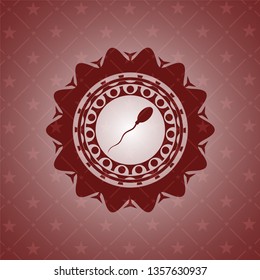 sperm icon inside red emblem. Retro