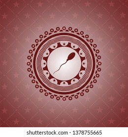 sperm icon inside red emblem. Vintage.