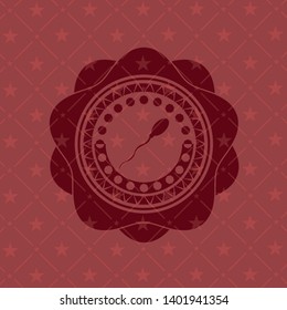 sperm icon inside red emblem. Vintage.