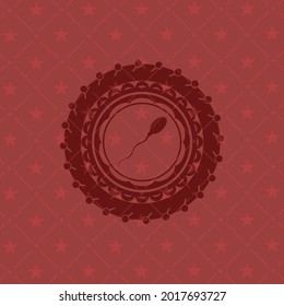 sperm icon inside red emblem. Vintage.. 