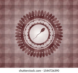 sperm icon inside red geometric emblem. Seamless.