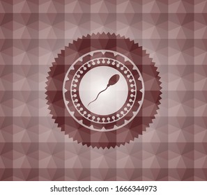 sperm icon inside red geometric emblem. Seamless.