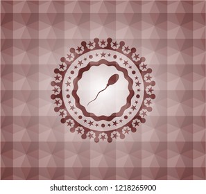 sperm icon inside red polygonal badge. Seamless.