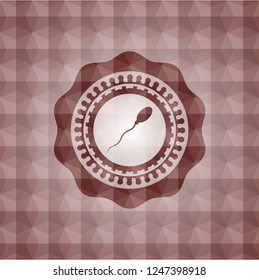 sperm icon inside red polygonal badge. Seamless.