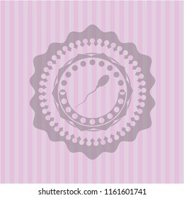 sperm icon inside retro pink emblem