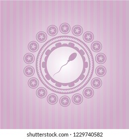 sperm icon inside retro pink emblem