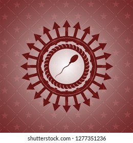 sperm icon inside retro red emblem