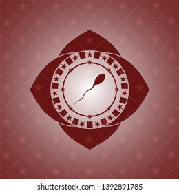 sperm icon inside retro red emblem