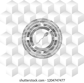 sperm icon inside retro style grey emblem with geometric cube white background