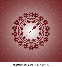 sperm icon inside retro style red emblem
