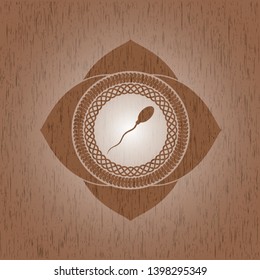 sperm icon inside retro style wood emblem