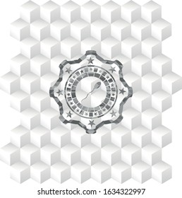 sperm icon inside retro style grey emblem with geometric cube white background