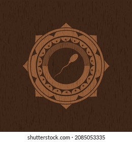 icono de esperma dentro del emblema de madera de estilo retro. 