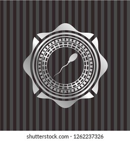 sperm icon inside silver emblem or badge