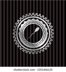 sperm icon inside silver emblem or badge