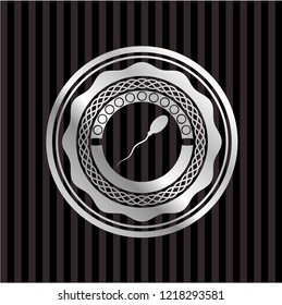 sperm icon inside silver shiny badge