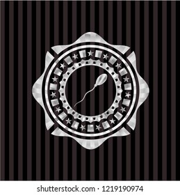 sperm icon inside silver shiny badge