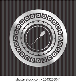 sperm icon inside silver shiny emblem