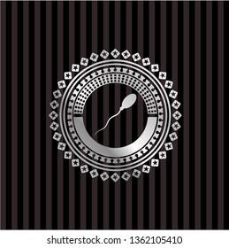 sperm icon inside silver shiny emblem
