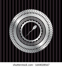 sperm icon inside silver shiny emblem