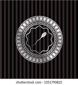 sperm icon inside silvery badge or emblem