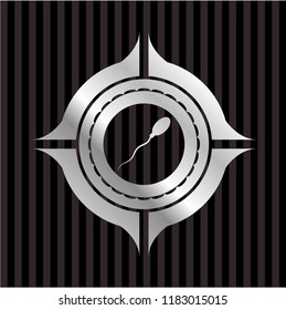 sperm icon inside silvery emblem