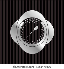 sperm icon inside silvery emblem or badge