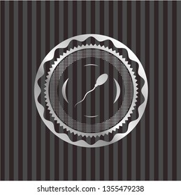 sperm icon inside silvery emblem