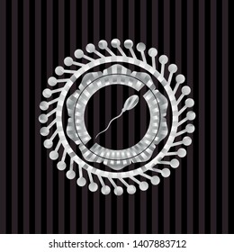 sperm icon inside silvery emblem or badge