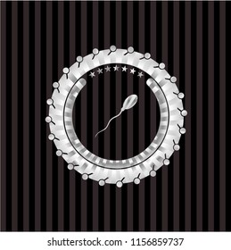 sperm icon inside silvery shiny badge