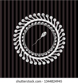 sperm icon inside silvery shiny emblem