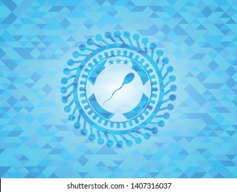 sperm icon inside sky blue mosaic emblem