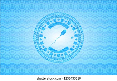 sperm icon inside water concept badge.