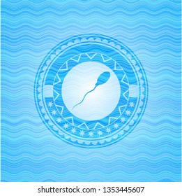 sperm icon inside water concept style badge.