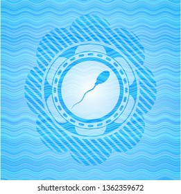 sperm icon inside water concept badge.