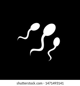 Sperm Icon On Black Background. Black Flat Style Vector Illustration.