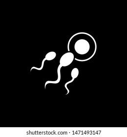 Sperm Icon On Black Background. Black Flat Style Vector Illustration.