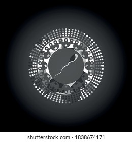 sperm icon on grey camouflage texture. 