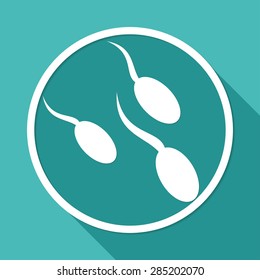 Sperm icon on white circle with a long shadow