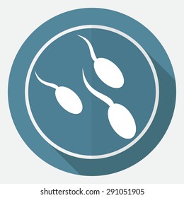 Sperm icon on white circle with a long shadow