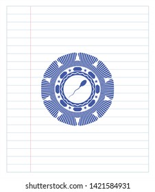 sperm icon pen draw. Blue ink. Vector Illustration. Detailed.