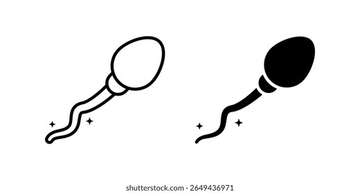 Sperm icon set. Line art illustration of germ cell with black and white colors, simple design for medical or science purpose.