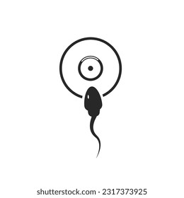 sperm icon and sperm vector that runs towards the egg. On a white background, competition concept