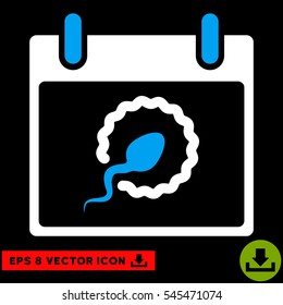 Sperm Insemination Calendar Day icon. Vector EPS illustration style is flat iconic bicolor symbol, blue and white colors.