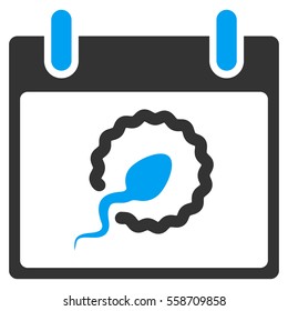 Sperm Insemination Calendar Day vector toolbar icon. Style is bicolor flat icon symbol, blue and gray colors, white background.